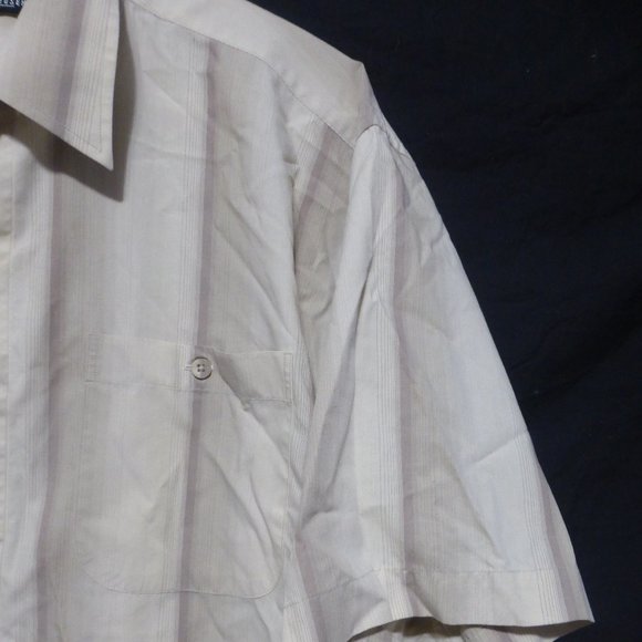 VAN HEUSEN, large, striped short sleeve button down shirt with pocket, GUC - Picture 5 of 13